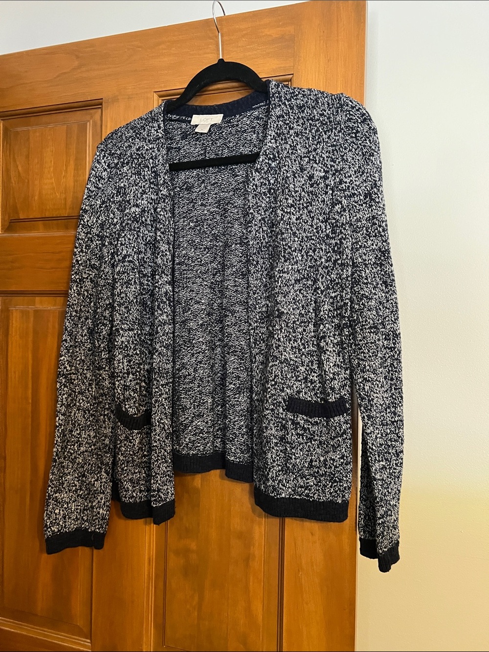 LOFT Navy & White Knit Cardigan - Picture 5 of 7